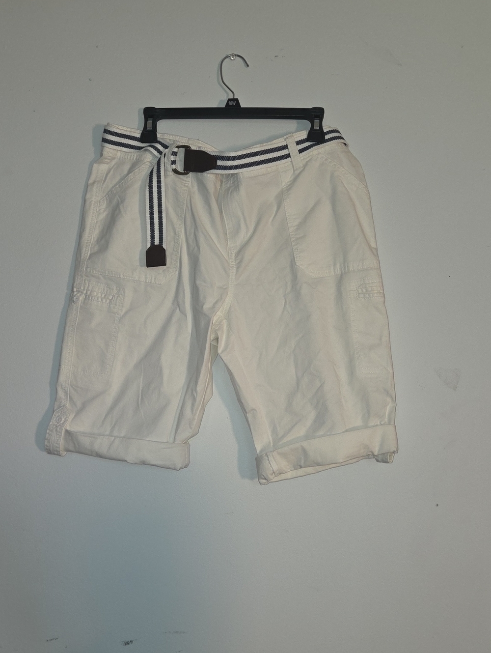 Sears White Men's Cargo Shorts with Striped Belt